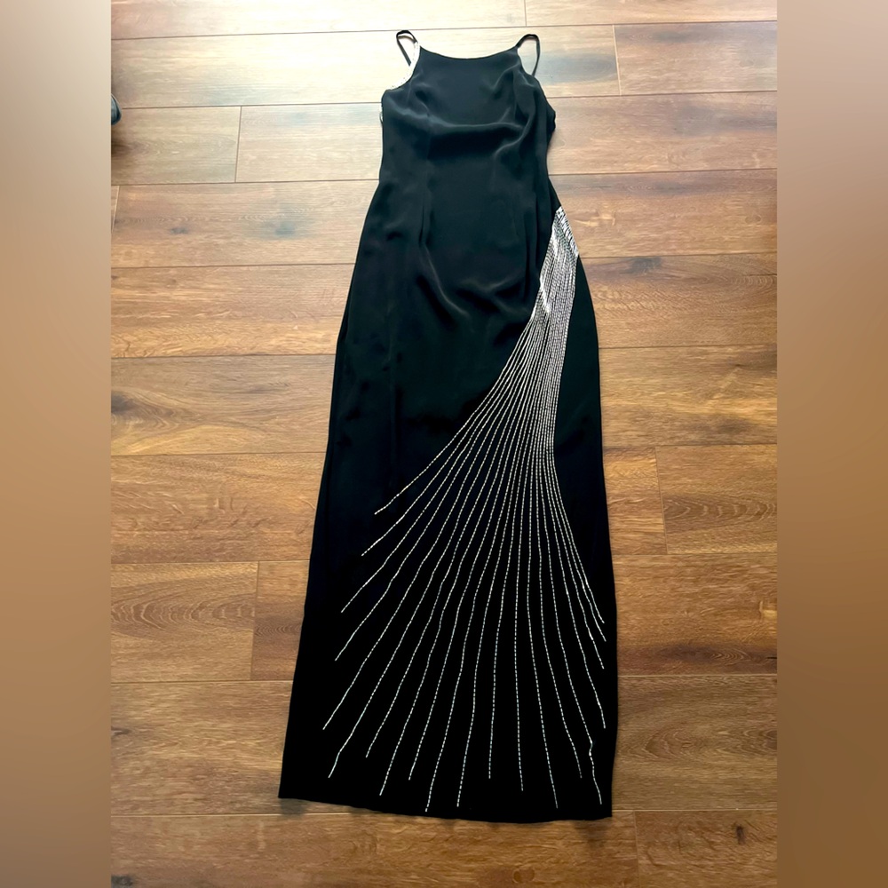 Black size 4 Formal Gown with silver bead detailing